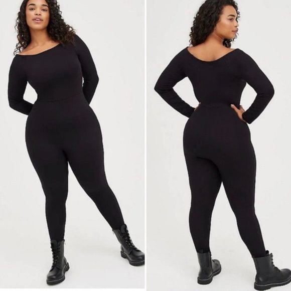 torrid Pants - Torrid size 1X Black Premium Long Sleeve Catsuit Jumpsuit NEW